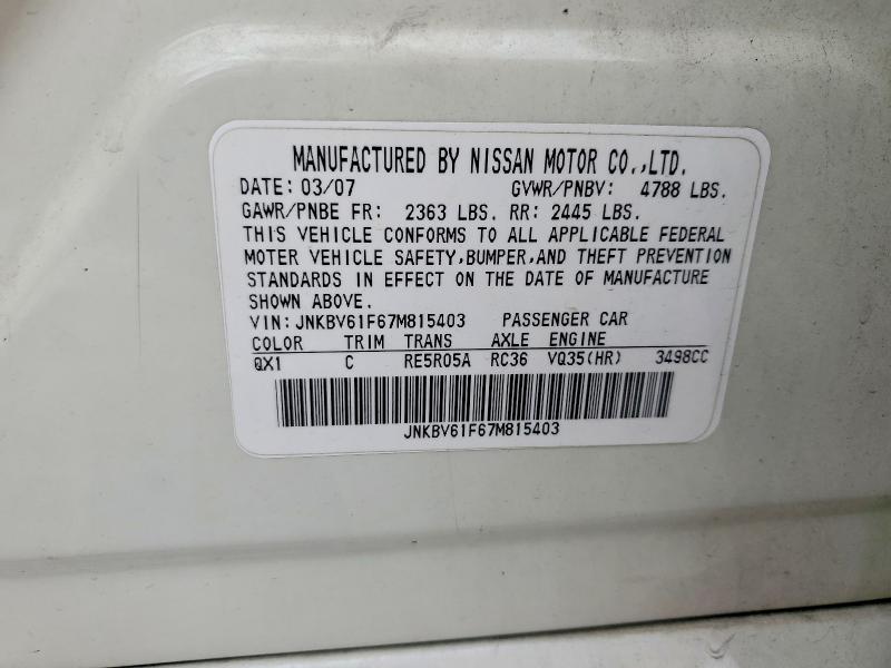 Продажа на аукционе авто 2007 Infiniti G35, vin: JNKBV61F67M815403, номер лота: 65290756