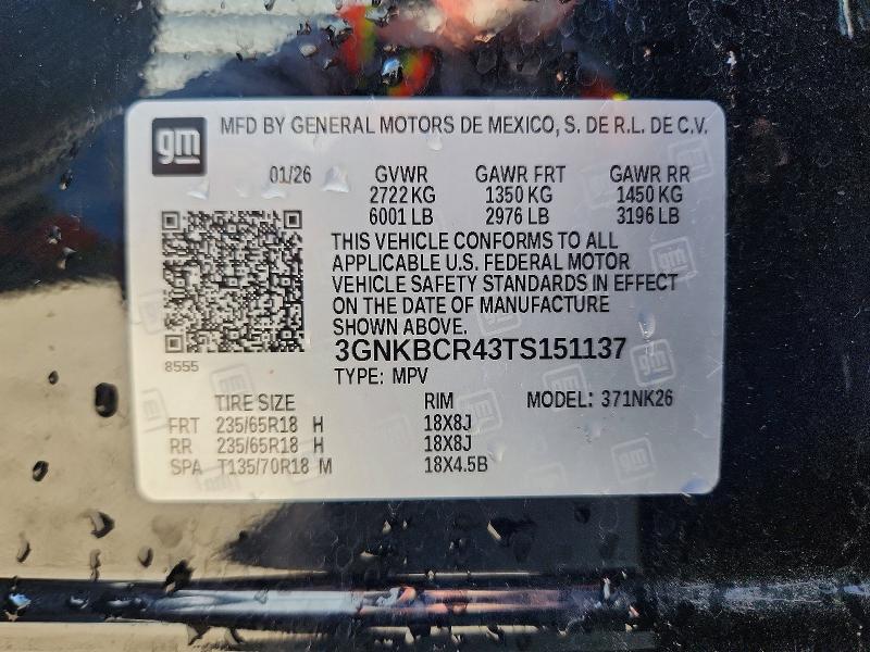 66984306 :رقم المزاد ، 3GNKBCR43TS151137 vin ، 2026 Chevrolet Blazer مزاد بيع