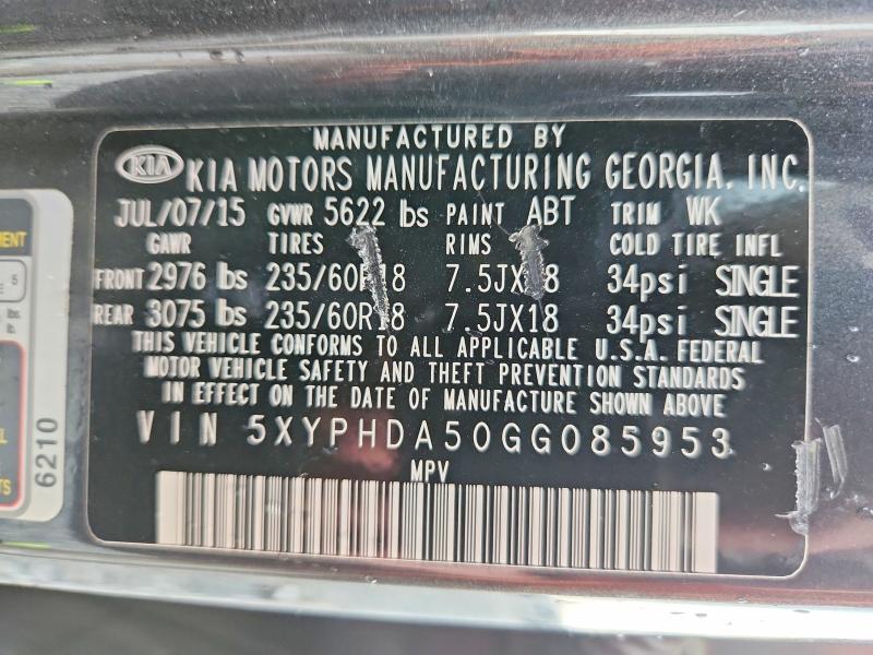 Продаж на аукціоні авто 2016 Kia Sorento, vin: 5XYPHDA50GG085953, номер лоту: 64463666