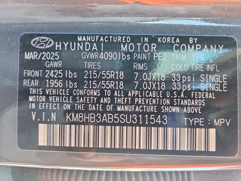Aukcja sprzedaży 2025 Hyundai Kona, vin: KM8HB3AB5SU311543, numer aukcji: 64901746