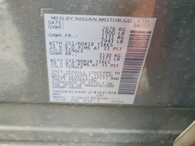 Продажа на аукционе авто 2022 Nissan Pathfinder, vin: 5N1DR3CA4NC248699, номер лота: 64086416