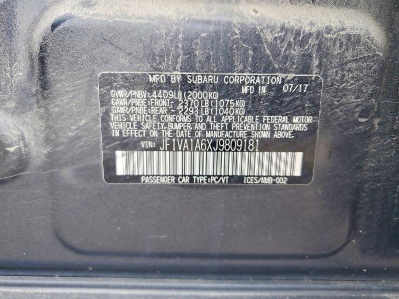 Продаж на аукціоні авто 2018 Subaru Wrx, vin: JF1VA1A6XJ9809181, номер лоту: 63864206