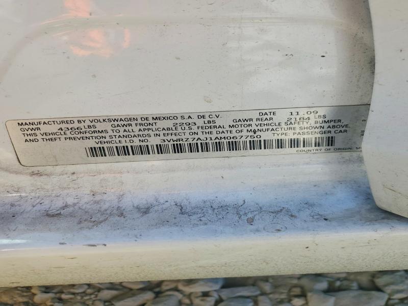 2010 Volkswagen Jetta მანქანა იყიდება აუქციონზე, vin: 3VWRZ7AJ1AM067750, აუქციონის ნომერი: 63265886