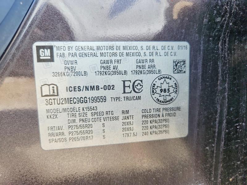 65823446 :رقم المزاد ، 3GTU2MEC9GG199559 vin ، 2016 Gmc Sierra مزاد بيع