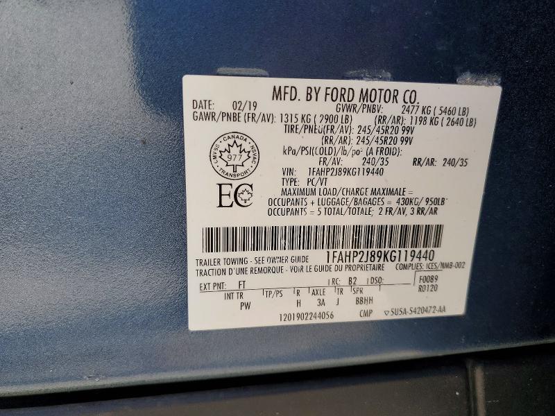 Продажа на аукционе авто 2019 Ford Taurus, vin: 1FAHP2J89KG119440, номер лота: 64087936