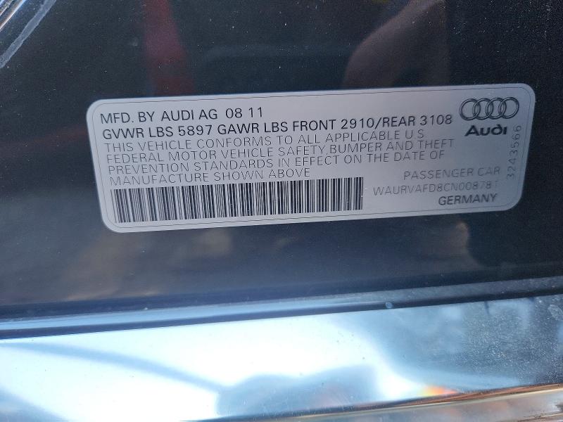 Auction sale of the 2012 Audi A8, vin: WAURVAFD8CN008781, lot number: 65395686