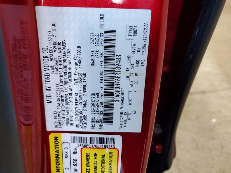 Aukcja sprzedaży 2014 Ford Fusion, vin: 3FA6P0H76ER189483, numer aukcji: 64938516