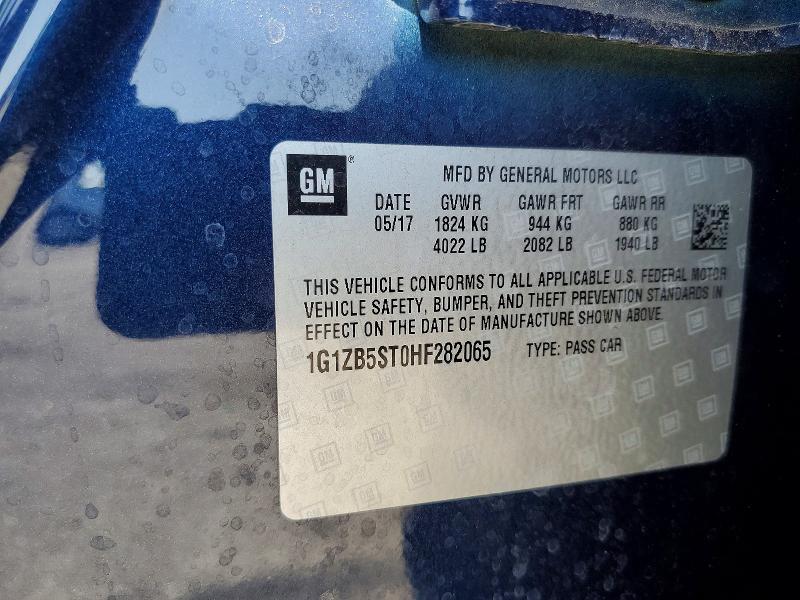 2017 Chevrolet Malibu მანქანა იყიდება აუქციონზე, vin: 1G1ZB5ST0HF282065, აუქციონის ნომერი: 63510166