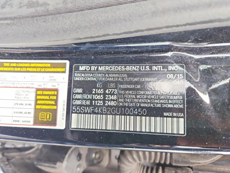 Aukcja sprzedaży 2016 Mercedes-benz C, vin: 55SWF4KB2GU100450, numer aukcji: 64939706
