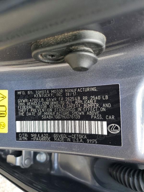 Продаж на аукціоні авто 2017 Lexus Es, vin: 58ABK1GG7HU076139, номер лоту: 64152216