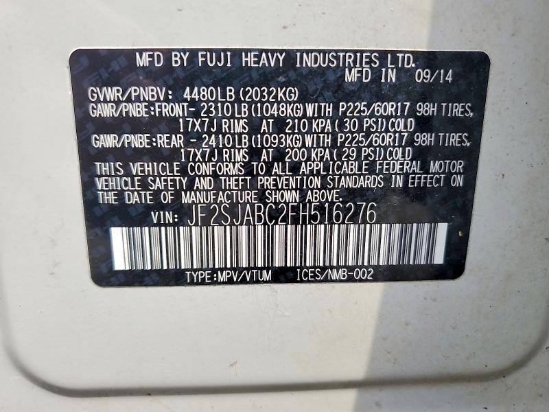 Aukcja sprzedaży 2015 Subaru Forester, vin: JF2SJABC2FH516276, numer aukcji: 65120396
