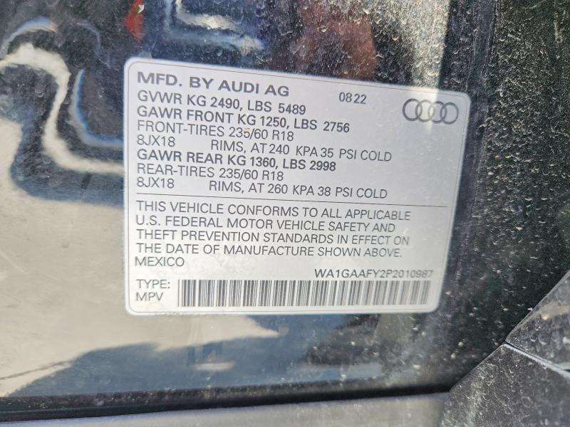 65563836 :رقم المزاد ، WA1GAAFY2P2010987 vin ، 2023 Audi Q5 مزاد بيع