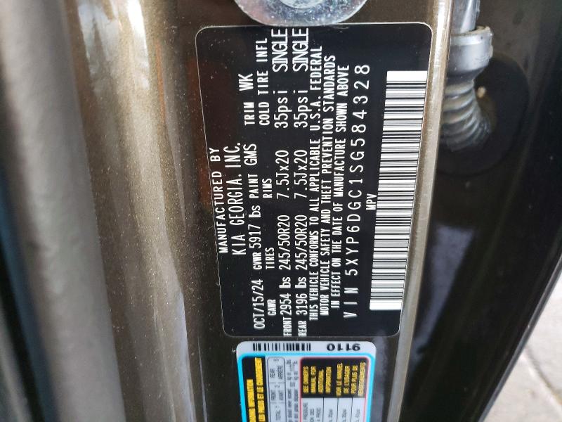 2025 Kia Telluride მანქანა იყიდება აუქციონზე, vin: 5XYP6DGC1SG584328, აუქციონის ნომერი: 64048556