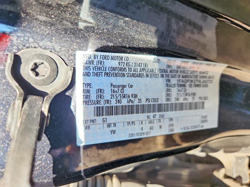 Aukcja sprzedaży 2017 Ford Focus, vin: 1FADP3K27HL243723, numer aukcji: 65173676