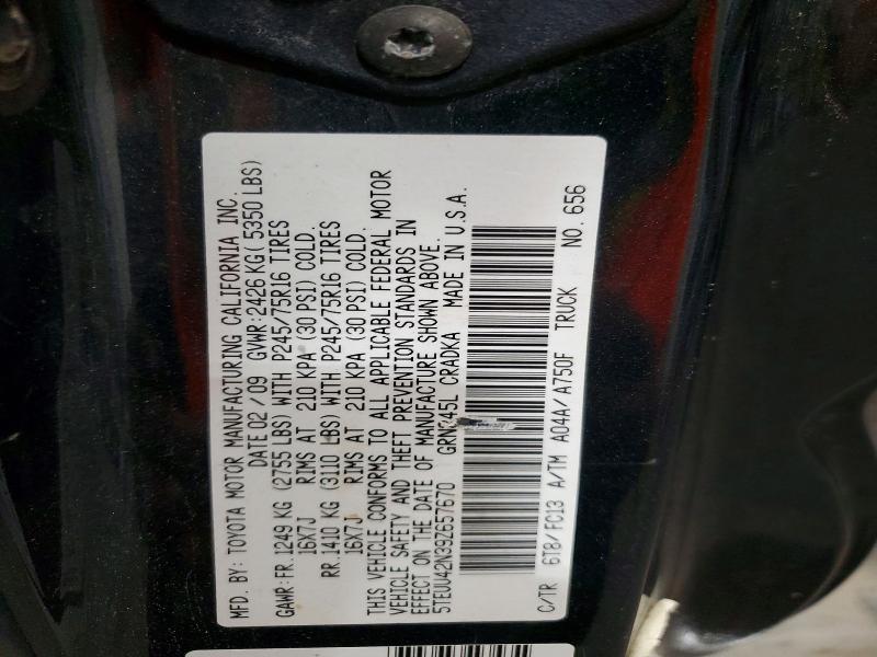 Aukcja sprzedaży 2009 Toyota Tacoma, vin: 5TEUU42N39Z657670, numer aukcji: 63848366