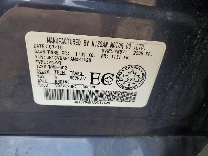 Aukcja sprzedaży 2010 Infiniti G37, vin: JN1CV6AR1AM461428, numer aukcji: 64273046