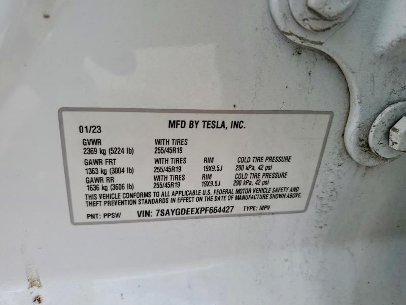 Продажа на аукционе авто 2023 Tesla Model Y, vin: 7SAYGDEEXPF664427, номер лота: 63839066