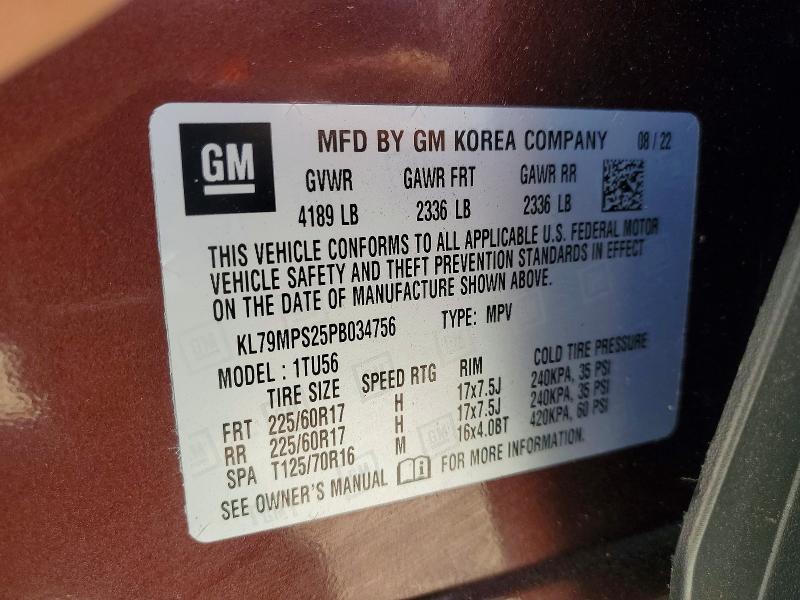 64112026 :رقم المزاد ، KL79MPS25PB034756 vin ، 2023 Chevrolet Trailblazer مزاد بيع