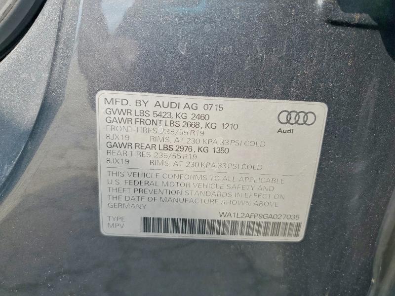 65740506 :رقم المزاد ، WA1L2AFP9GA027035 vin ، 2016 Audi Q5 مزاد بيع