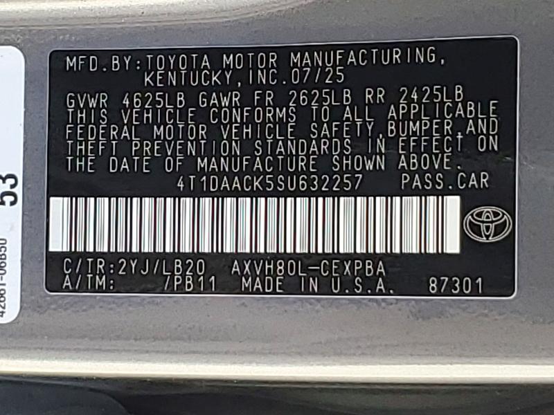 Aukcja sprzedaży 2025 Toyota Camry, vin: 4T1DAACK5SU632257, numer aukcji: 63999126