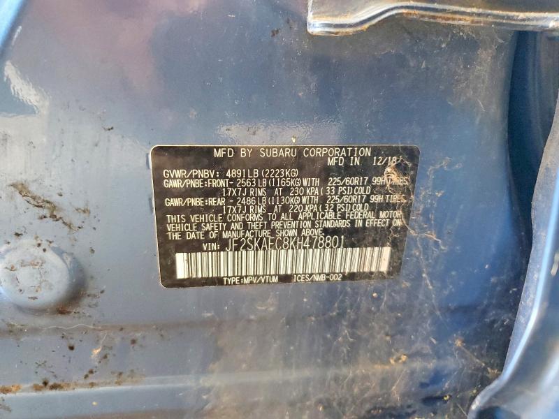Продажа на аукционе авто 2019 Subaru Forester, vin: JF2SKAEC8KH478801, номер лота: 65495506