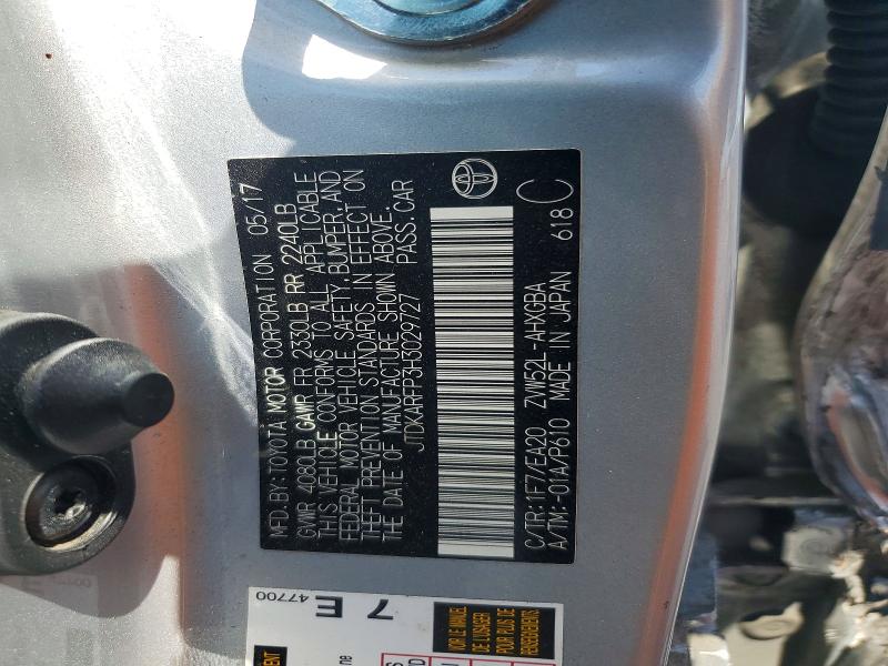2017 Toyota Prius Prime მანქანა იყიდება აუქციონზე, vin: JTDKARFP3H3029727, აუქციონის ნომერი: 61451226