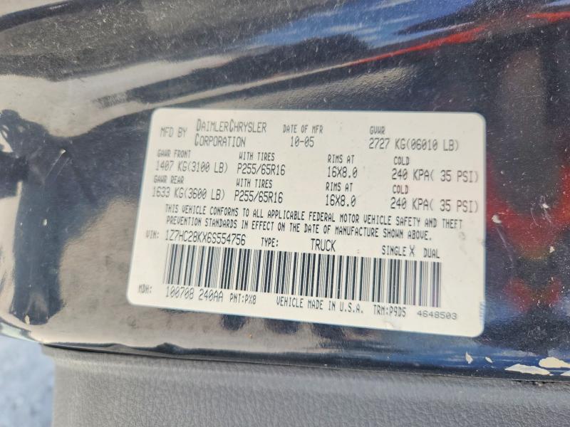 65664816 :رقم المزاد ، 1Z7HC28KX6S554756 vin ، 2006 Mitsubishi Raider مزاد بيع