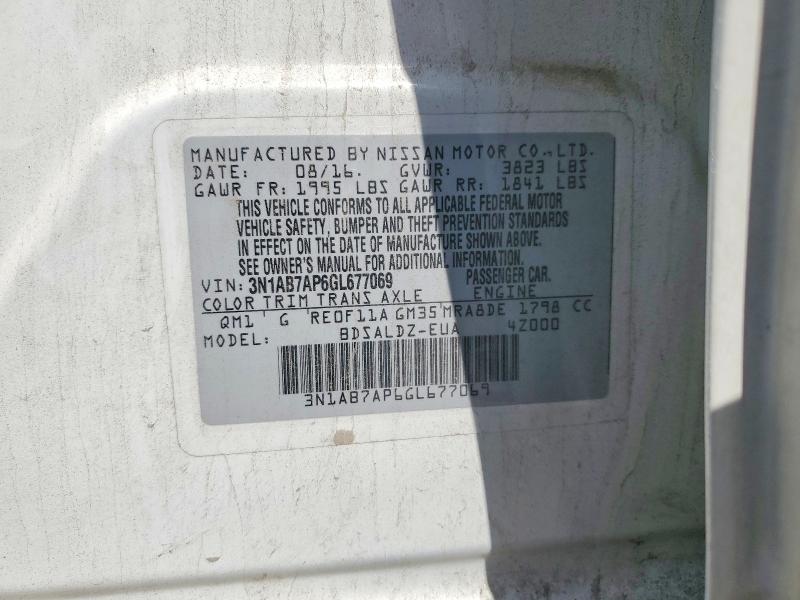 Aukcja sprzedaży 2016 Nissan Sentra, vin: 3N1AB7AP6GL677069, numer aukcji: 66955106