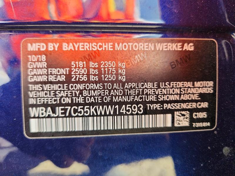 Aukcja sprzedaży 2019 Bmw 540, vin: WBAJE7C55KWW14593, numer aukcji: 64120336