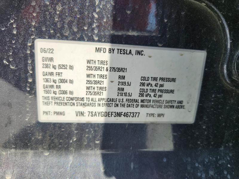 Aukcja sprzedaży 2022 Tesla Model Y, vin: 7SAYGDEF3NF467377, numer aukcji: 64771526
