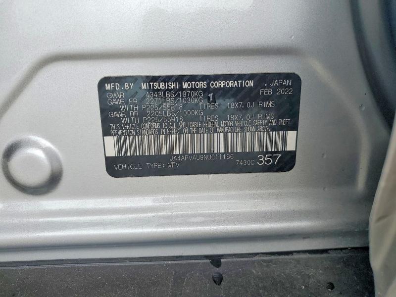 63796826 :رقم المزاد ، JA4APVAU9NU011166 vin ، 2022 Mitsubishi Outlander Sport مزاد بيع