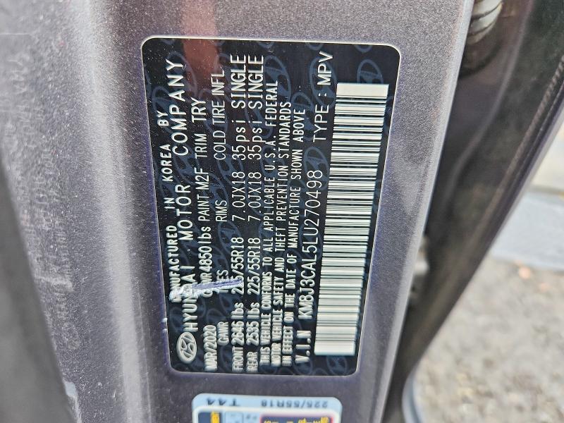 Продаж на аукціоні авто 2020 Hyundai Tucson, vin: KM8J3CAL5LU270498, номер лоту: 66030496
