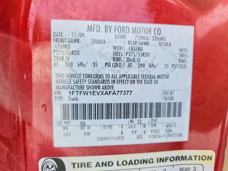 Продаж на аукціоні авто 2010 Ford F150, vin: 1FTFW1EVXAFA77377, номер лоту: 66241906