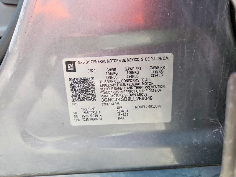 66568346 :رقم المزاد ، 3GNCJKSB9LL269049 vin ، 2020 Chevrolet Trax مزاد بيع