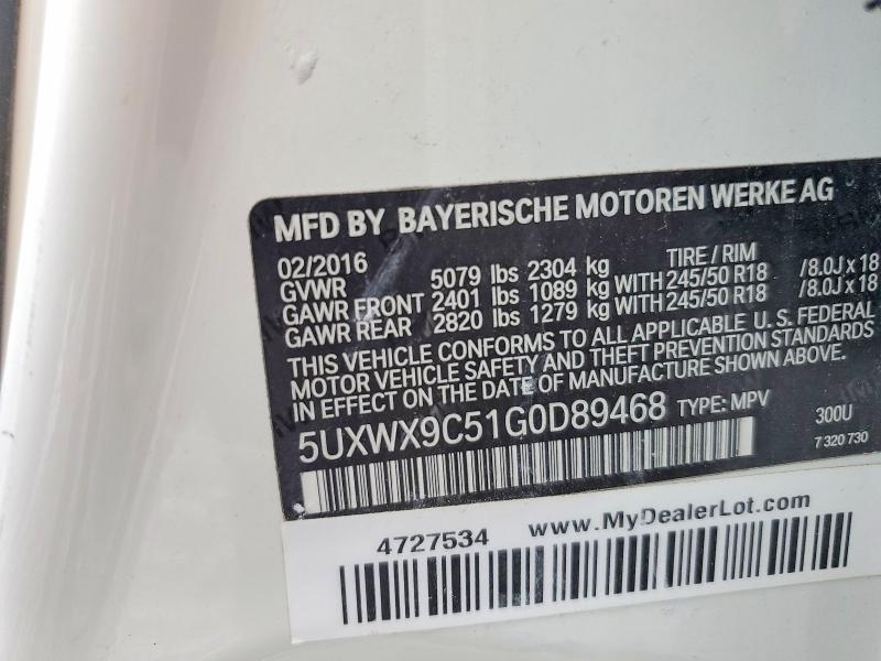 Aukcja sprzedaży 2016 Bmw X3, vin: 5UXWX9C51G0D89468, numer aukcji: 65171646