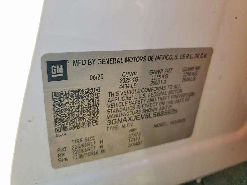 65643116 :رقم المزاد ، 3GNAXJEV5LS685935 vin ، 2020 Chevrolet Equinox مزاد بيع