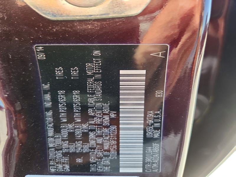 64627296 :رقم المزاد ، 5TDBY5G18FS112290 vin ، 2015 Toyota Sequoia مزاد بيع