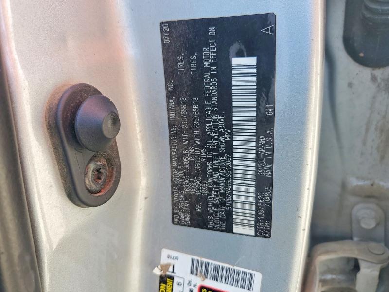 2020 Toyota Highlander მანქანა იყიდება აუქციონზე, vin: 5TDGZRAH6LS512067, აუქციონის ნომერი: 66169066