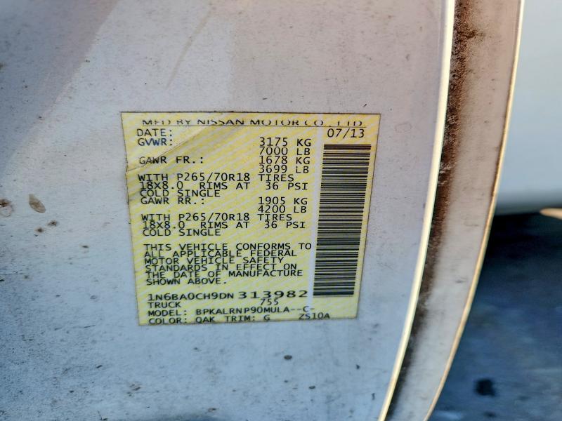 2013 Nissan Titan მანქანა იყიდება აუქციონზე, vin: 1N6BA0CH9DN313982, აუქციონის ნომერი: 65179906