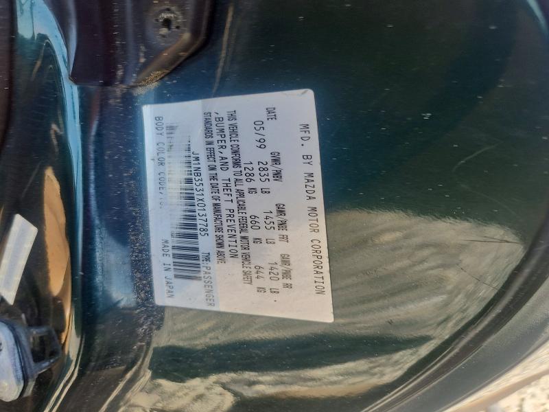 65816496 :رقم المزاد ، JM1NB3531X0137785 vin ، 1999 Mazda Mx-5 Miata مزاد بيع