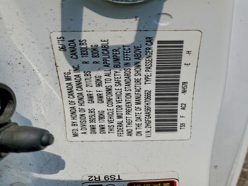 Aukcja sprzedaży 2015 Honda Civic, vin: 2HGFG4A56FH706662, numer aukcji: 64911016