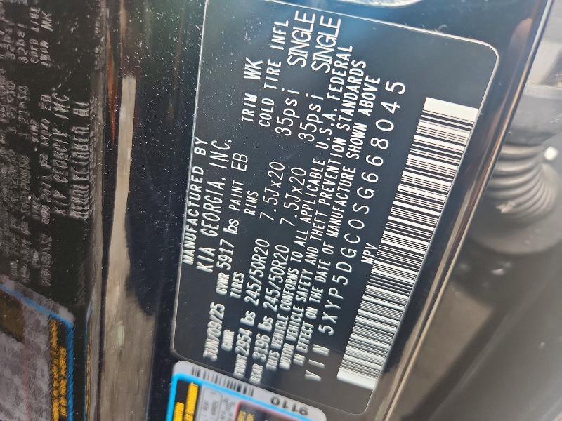2025 Kia Telluride მანქანა იყიდება აუქციონზე, vin: 5XYP5DGC0SG668045, აუქციონის ნომერი: 64383136
