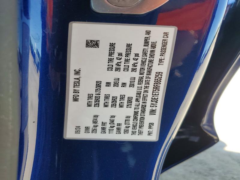 Aukcja sprzedaży 2024 Tesla Model 3, vin: 5YJ3E1ET5RF865259, numer aukcji: 64611196