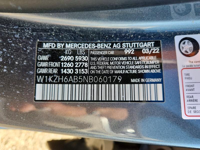 Продаж на аукціоні авто 2022 Mercedes-benz E, vin: W1KZH6AB5NB060179, номер лоту: 65892806
