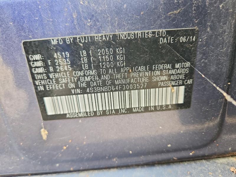 Продажа на аукционе авто 2015 Subaru Legacy, vin: 4S3BNBD64F3003527, номер лота: 64060056