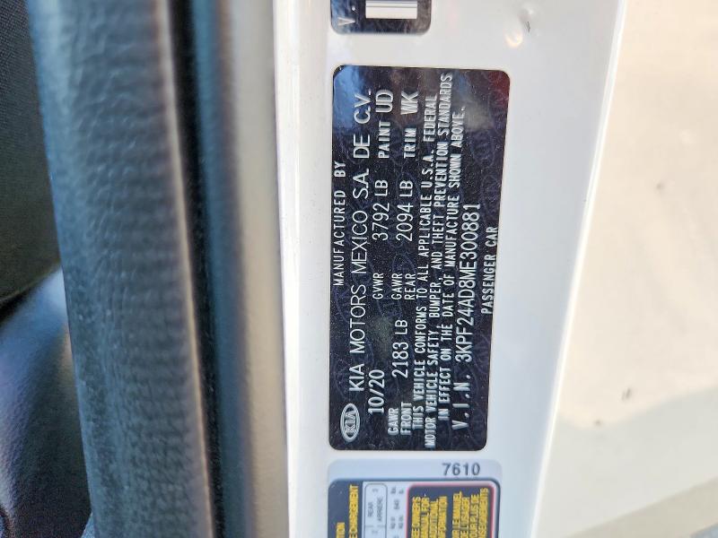 Aukcja sprzedaży 2021 Kia Forte, vin: 3KPF24AD8ME300881, numer aukcji: 66735886