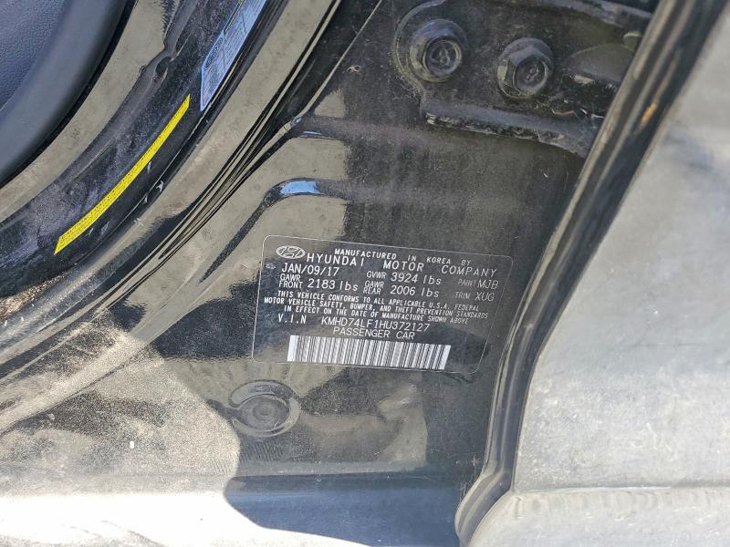 2017 Hyundai Elantra მანქანა იყიდება აუქციონზე, vin: KMHD74LF1HU372127, აუქციონის ნომერი: 63675936