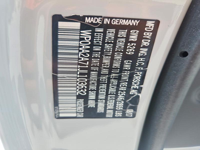 Aukcja sprzedaży 2018 Porsche Panamera, vin: WP0AA2A71JL103632, numer aukcji: 63226846