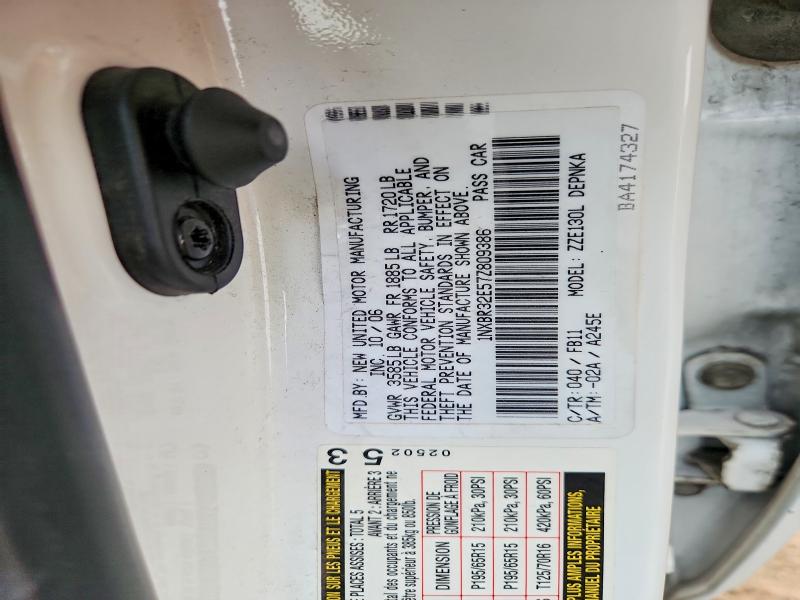 65403916 :رقم المزاد ، 1NXBR32E57Z809386 vin ، 2007 Toyota Corolla مزاد بيع