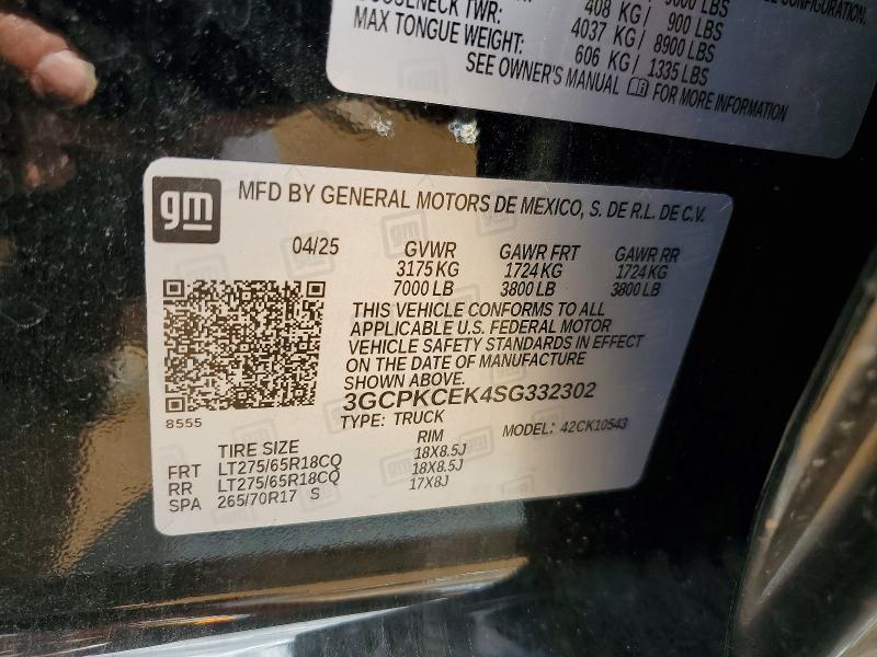 Aukcja sprzedaży 2025 Chevrolet Silverado, vin: 3GCPKCEK4SG332302, numer aukcji: 67023776